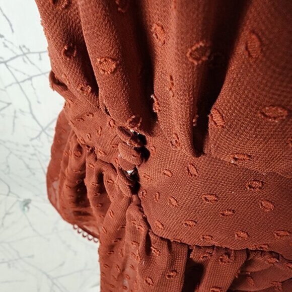 Torrid Burnt Orange Textured Polkadot Georgette Cinched Waist Cami - Picture 2 of 7
